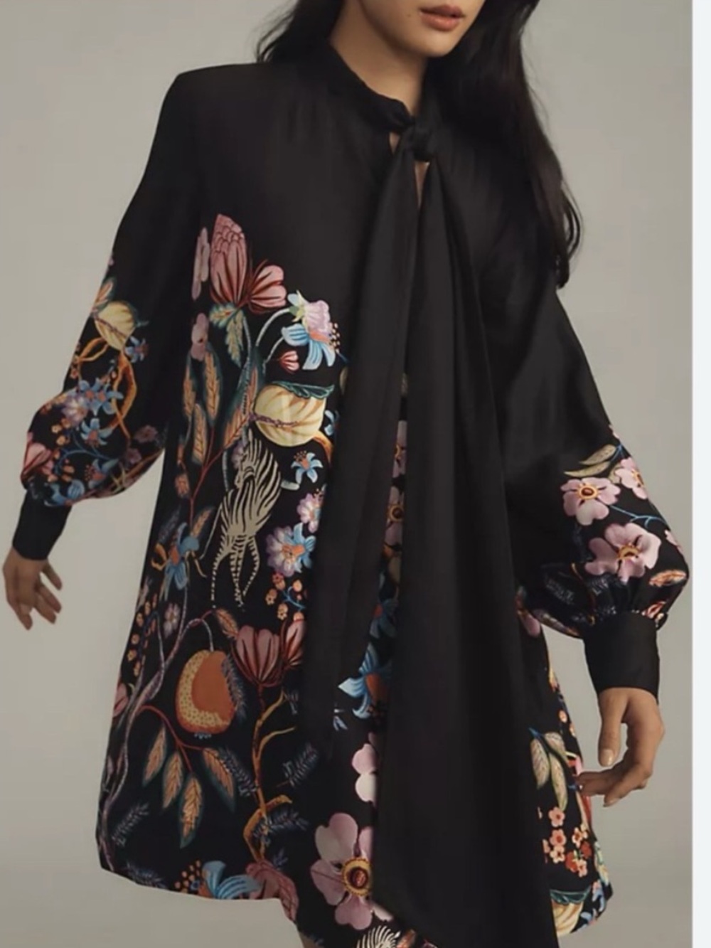 NWT Anthropologie MAEVE The Caroline Whimsical Tie-neck Mini Dress, XS